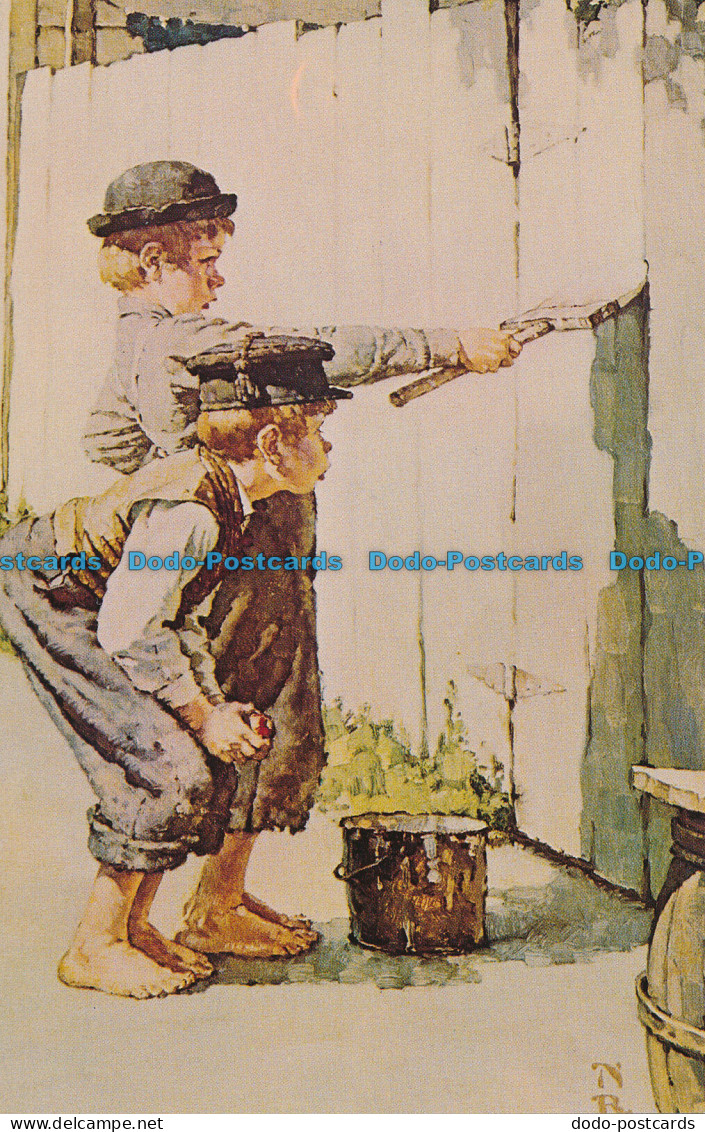 R035277 Tom Sawyer Whitewashing The Fence As Ordered By Aunt Polly. Norman Rockw - Wereld