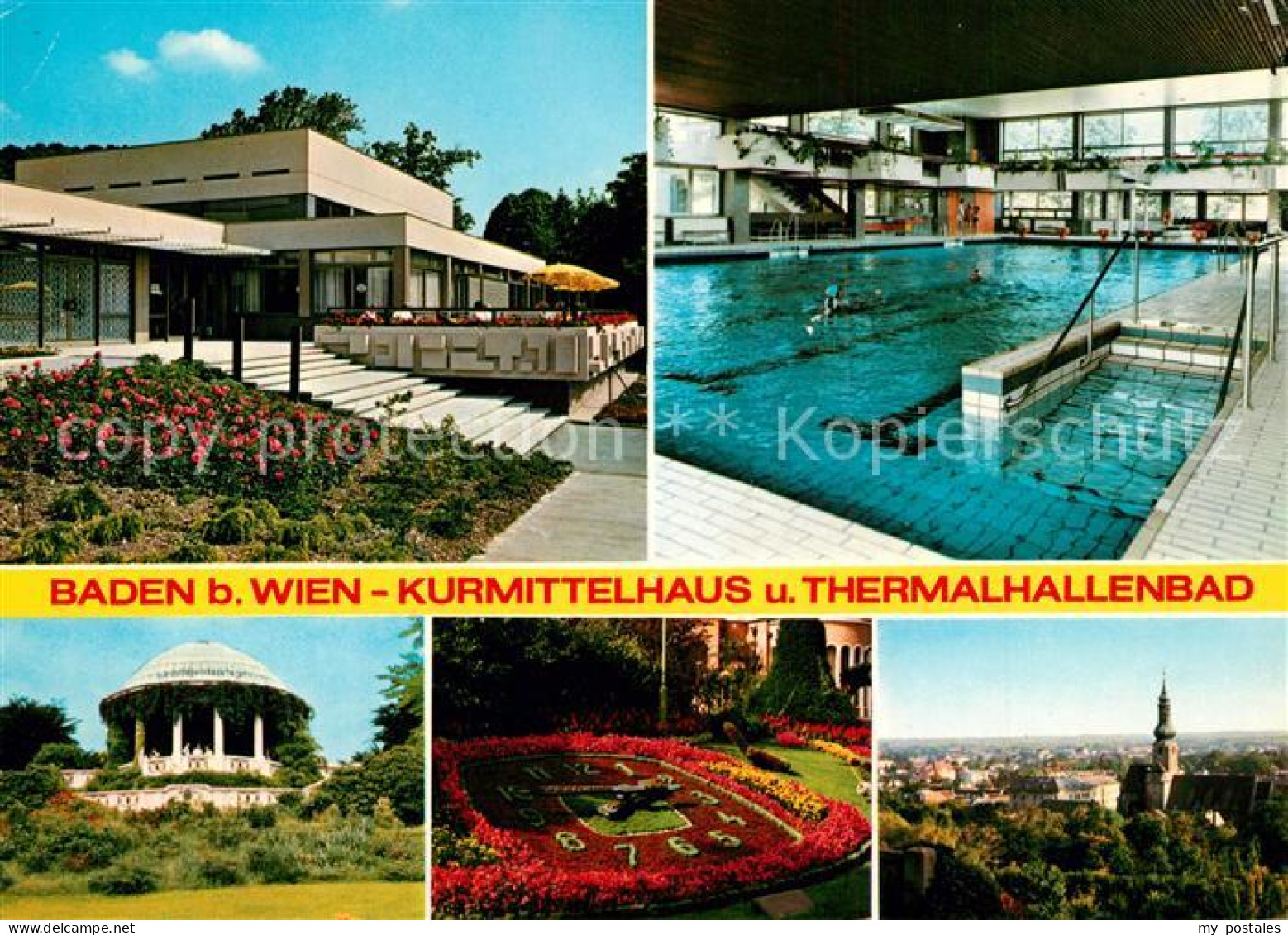 73281852 Baden Wien Kurmittelhaus Und Thermalhallenbad Beethoventempel Blumenuhr - Sonstige & Ohne Zuordnung