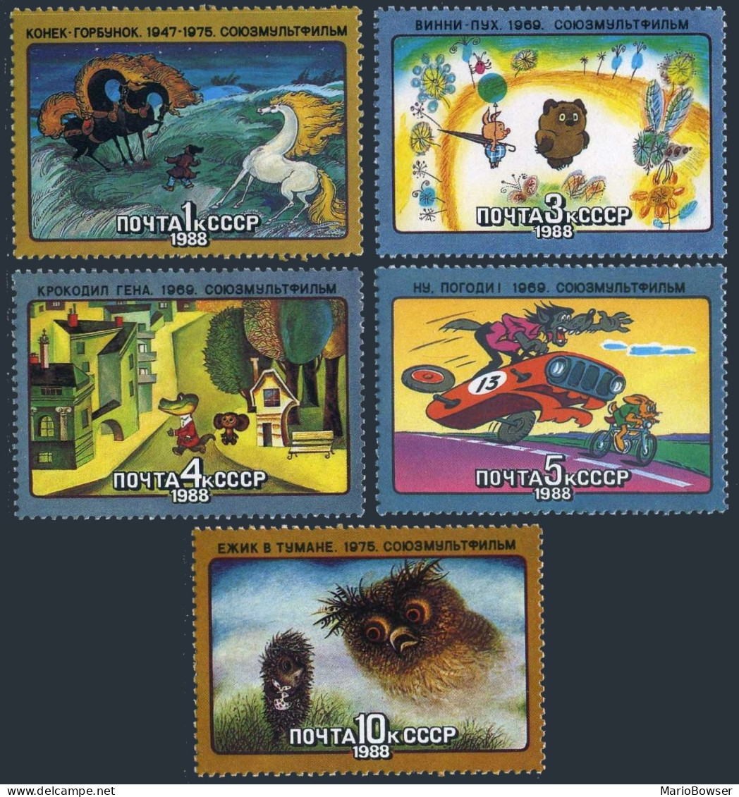 Russia 5637-5641,MNH.Michel 5798-5802, Animated Soviet Cartoons,1988. - Ongebruikt