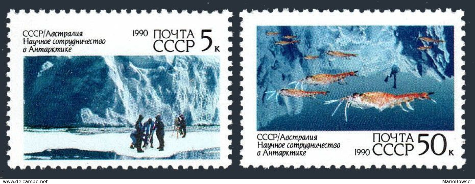 Russia 5902-5903,MNH.Michel 6095-6096. Cooperation In Antarctic Research,1990. - Nuevos