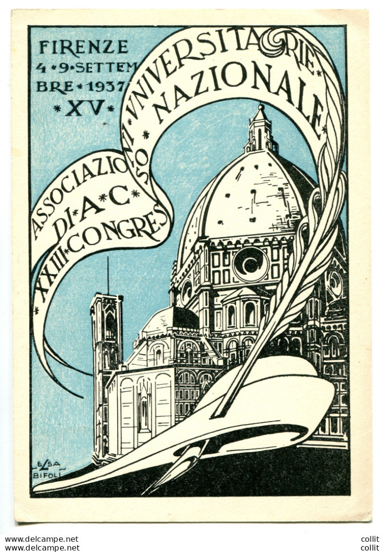 Firenze 1937 - Cartolina Dell'Associazioni Universitarie - Marcophilie