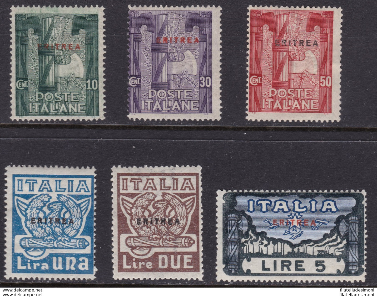 1923 ERITREA, N° 65/70 , Marcia Su Roma , 6 Valori , MNH** - Erythrée