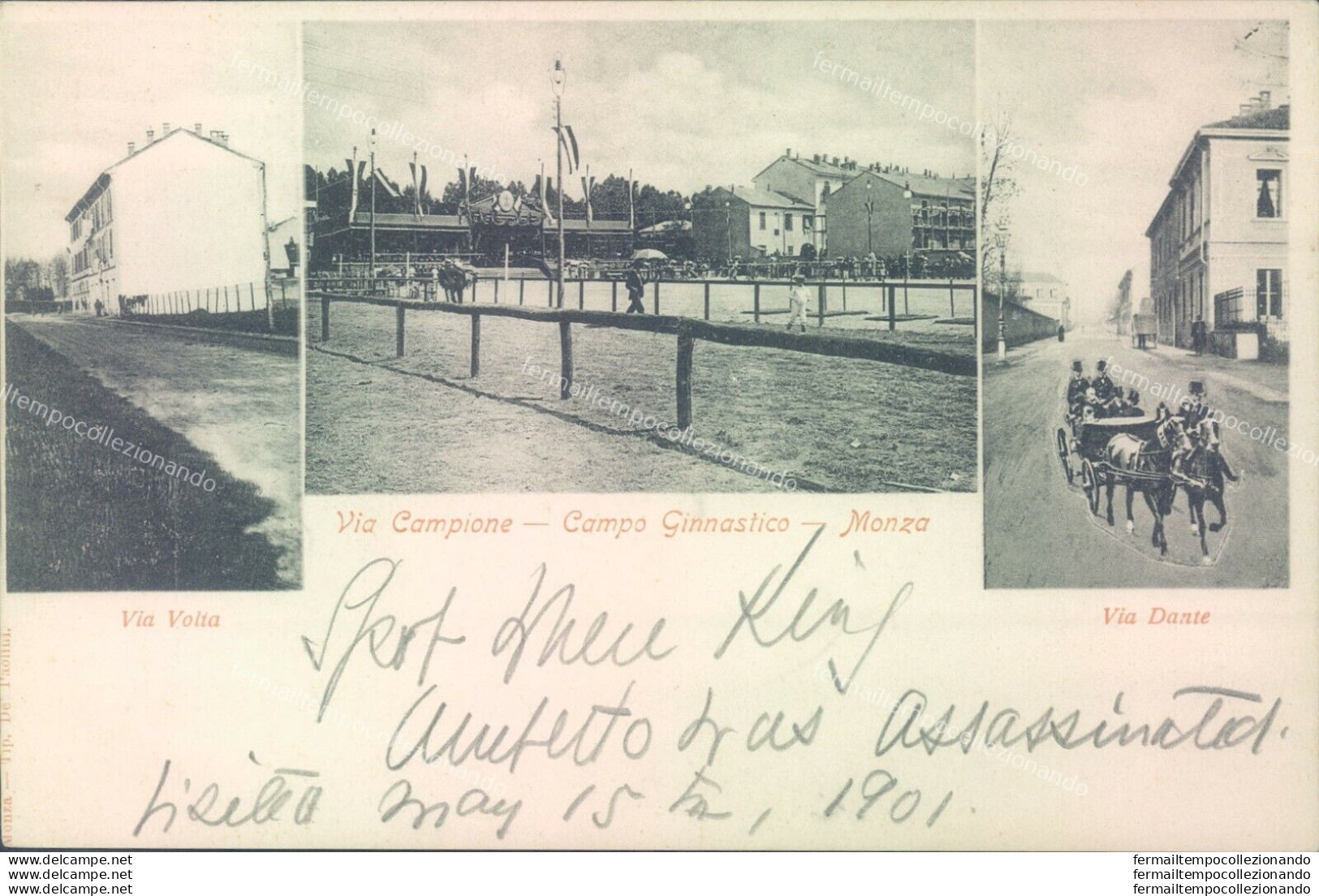 O252 Cartolina Monza Citta' 3 Vedutine 1900 - Milano (Mailand)