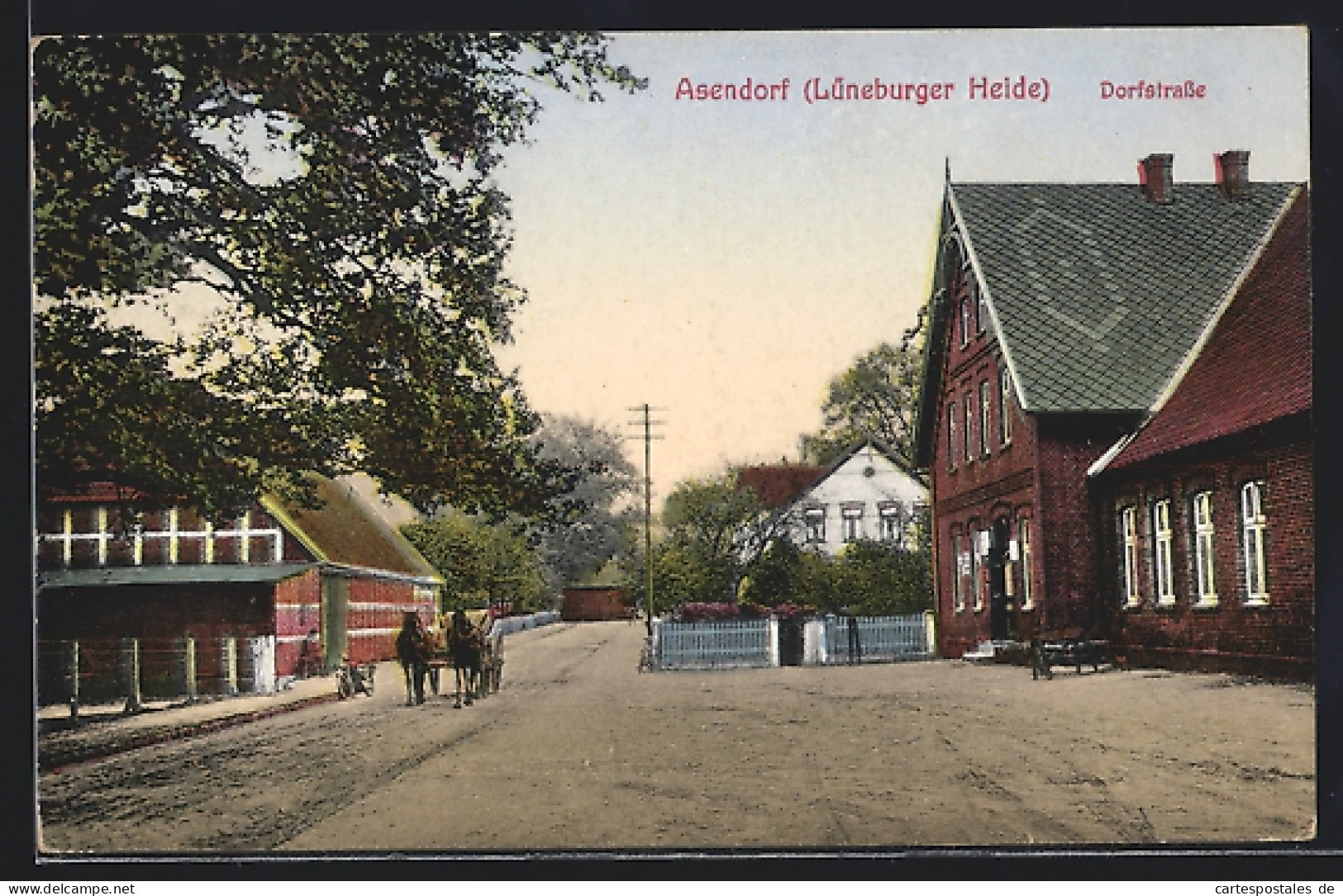 AK Asendorf /Lüneburger Heide, Dorfstrasse Mit Pferdewagen  - Lüneburg