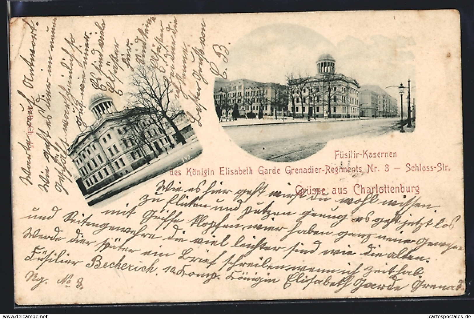 AK Berlin-Charlottenburg, Füsilir-Kasernen Des Königin Elisabeth Garde Grenadier-Regiments Nr. 3, Schloss-Strasse  - Charlottenburg