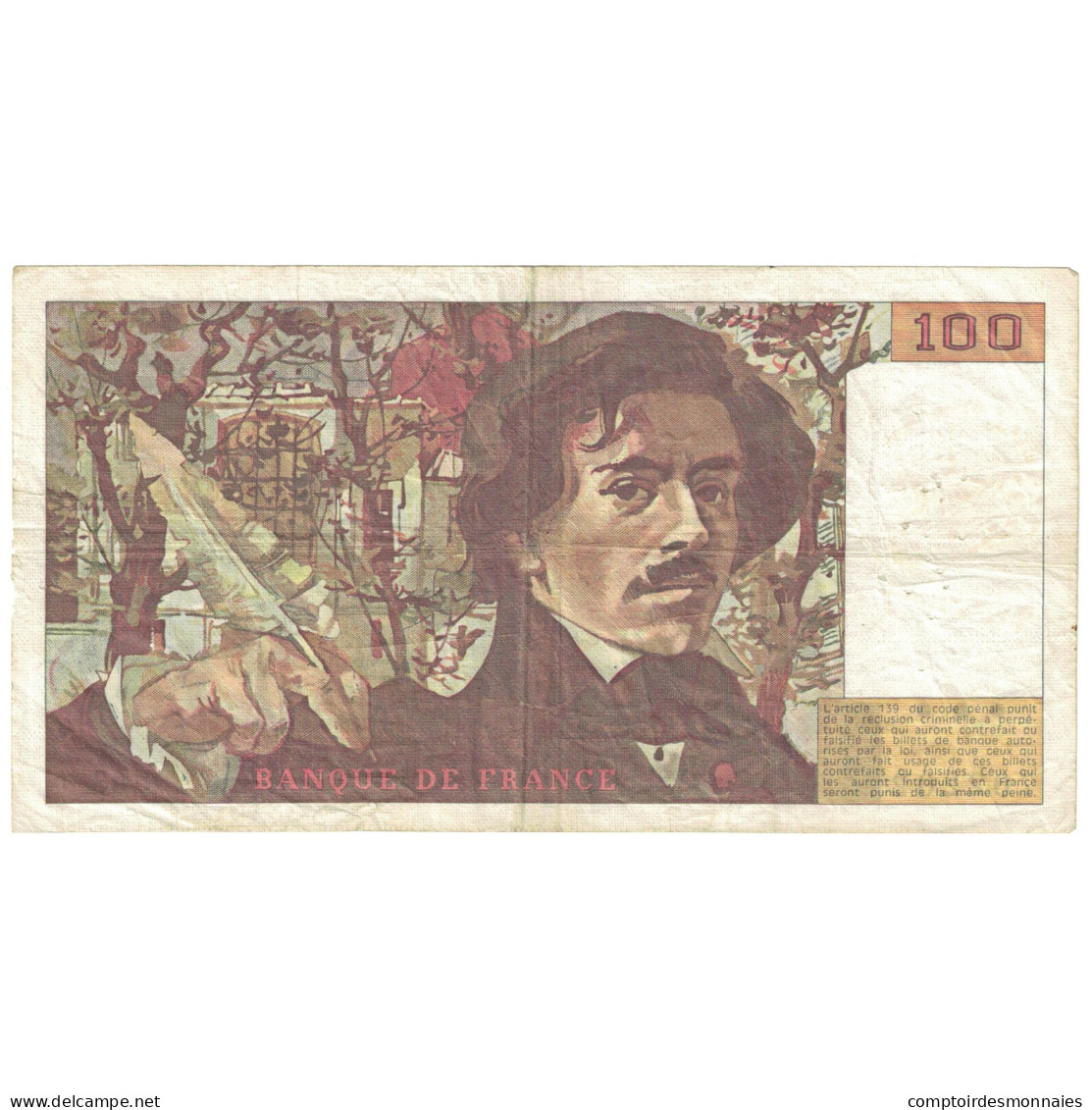 France, 100 Francs, Delacroix, 1985, H.93, TB+, Fayette:69.9, KM:154b - 100 F 1978-1995 ''Delacroix''
