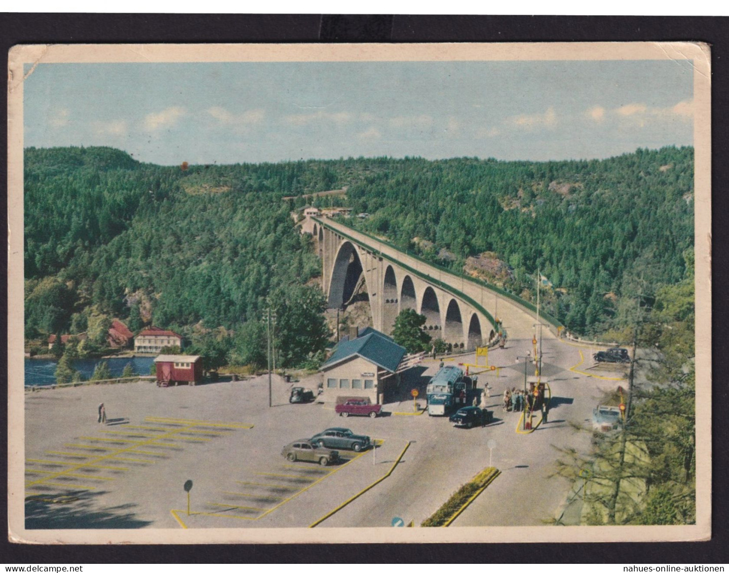 Ansichtskarte Svinesundsbroen Brücke Grenze Norwegen Schweden Ab Fredriksten - Norvège