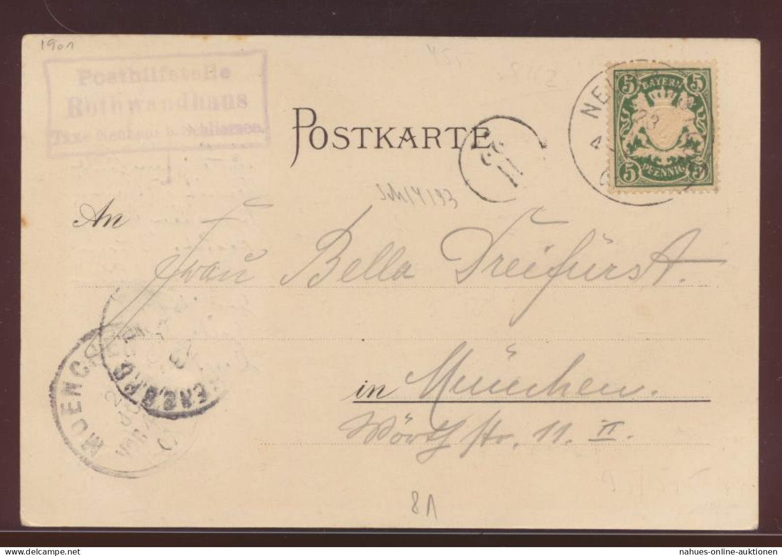 Bayern Künstler Ansichtskarte Posthilstelle Rothwandhaus Nach München 1901 - Entiers Postaux
