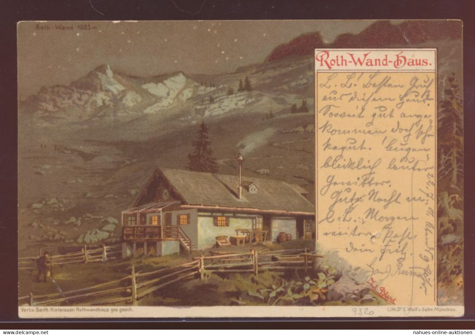 Bayern Künstler Ansichtskarte Posthilstelle Rothwandhaus Nach München 1901 - Enteros Postales