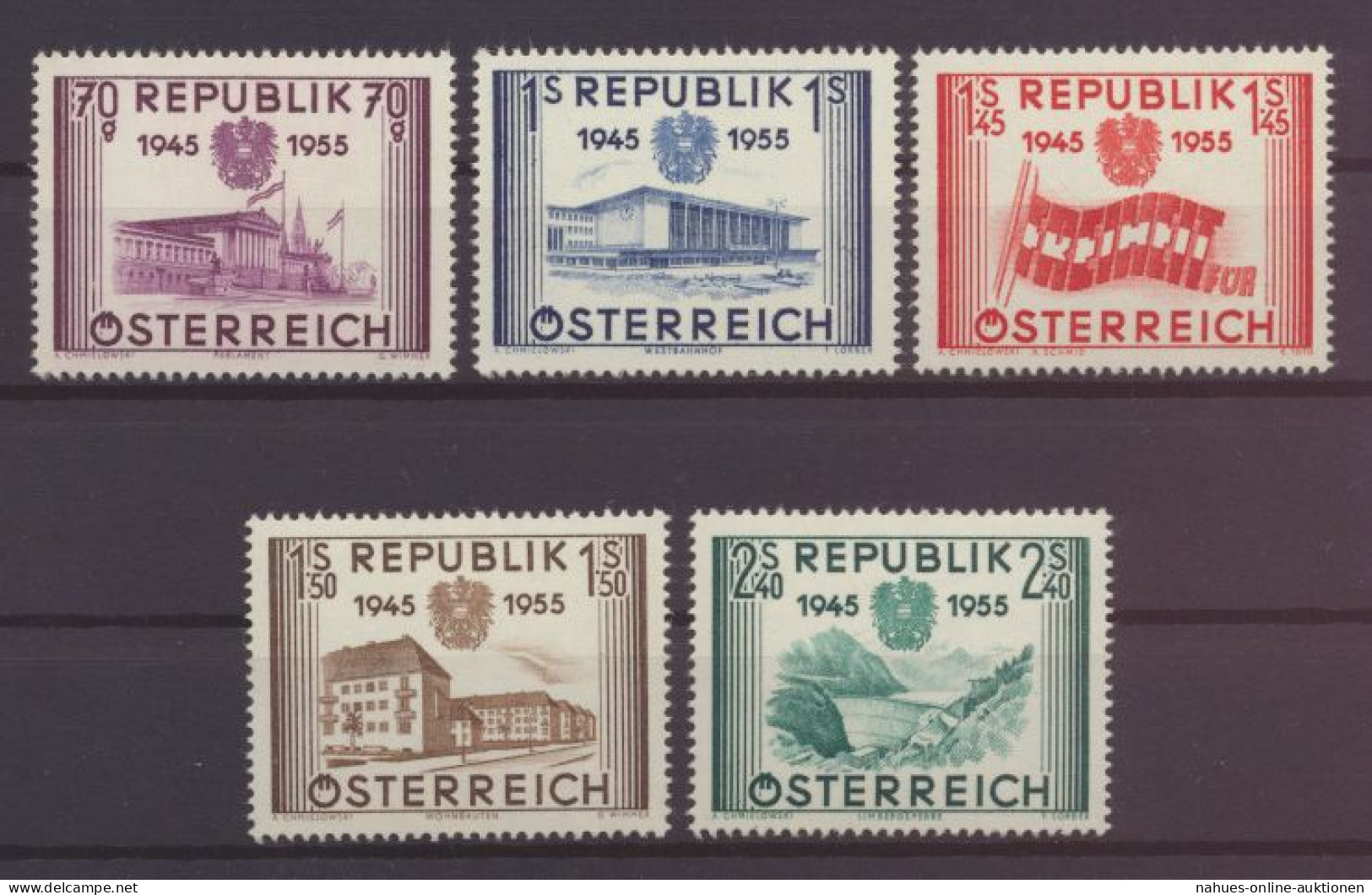 Österreich Unabhängigkeit 1012-1016 Luxus Postfrisch MNH Kat.-Wert 60,00 - Brieven En Documenten