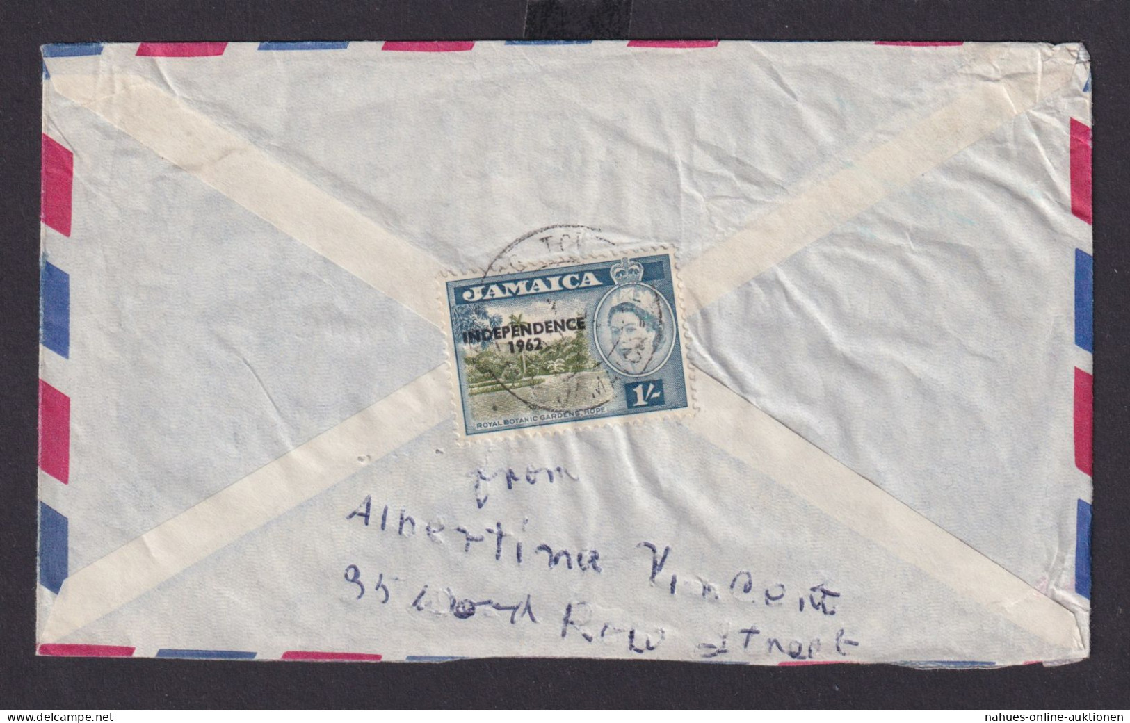 Jamaika Brief EF Queen Elisabeth 1s Mit Aufdruck INDEPENDENCE 1962 N Chicago USA - Jamaica (1962-...)