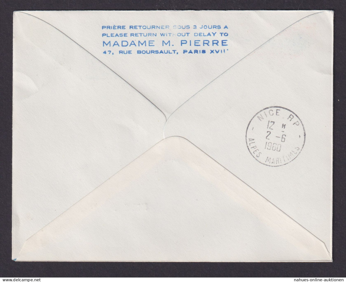 Flugpost Brief Air Mail Air France Ajaccio Frankreich Erstflug Nizza 1.6.1960 - Covers & Documents