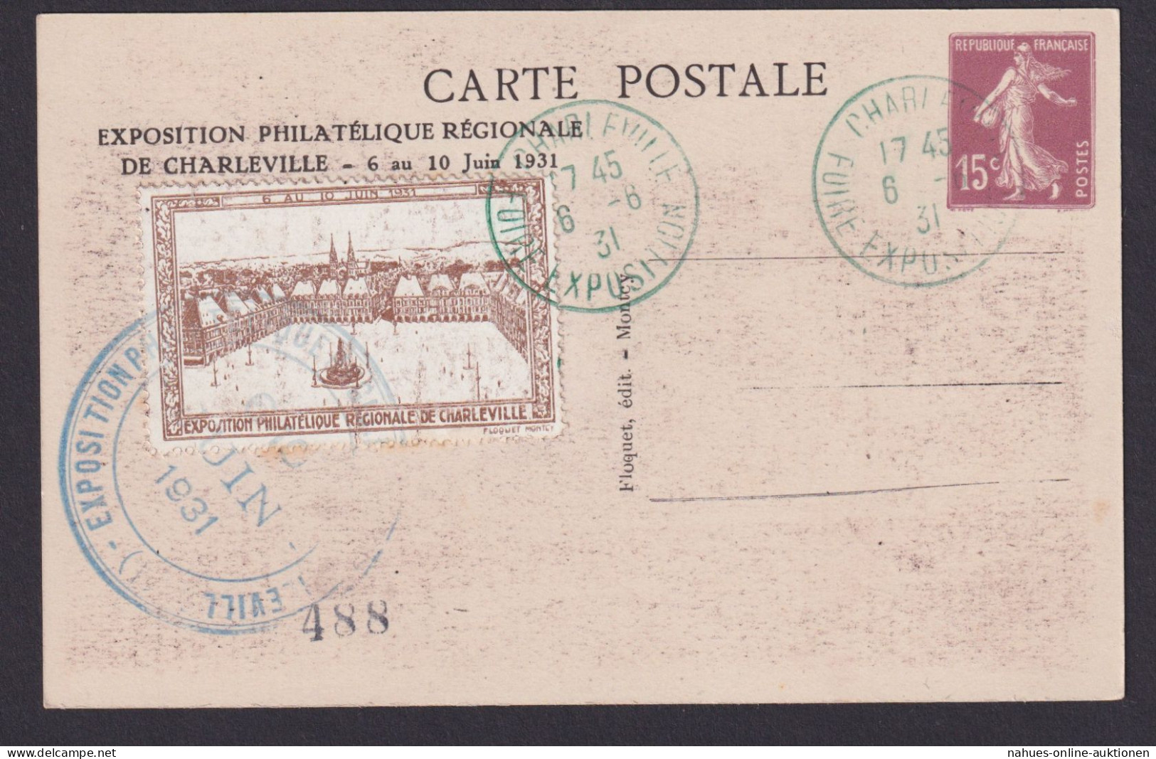 Frankreich Künstler Privatganzsache Philatelie Charieville Messe Exposition - Cartes Postales Repiquages (avant 1995)