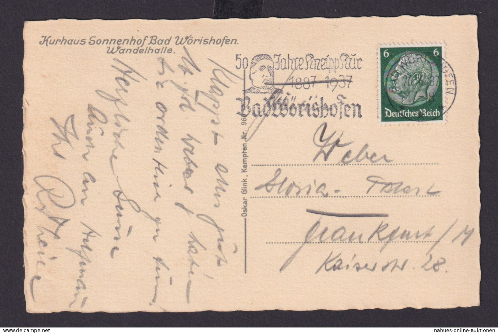 Deutsches Reich Drittes Reich Ansichtskarte SST 50 Jahre Kneippkur Bad - Cartas & Documentos