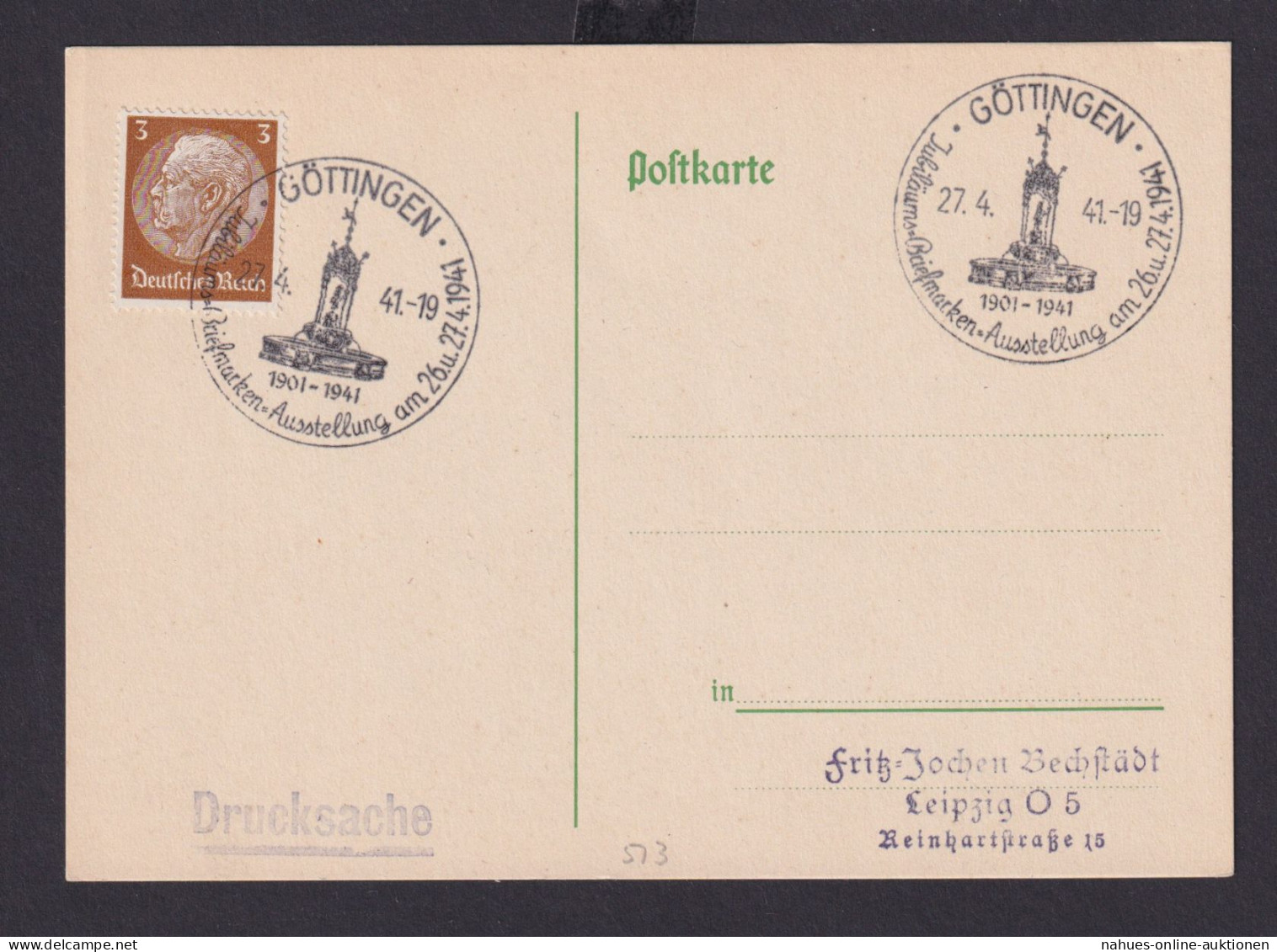 Deutsches Reich Drittes Reich Karte SST Göttingen Briefmarkenausstellung Am - Lettres & Documents