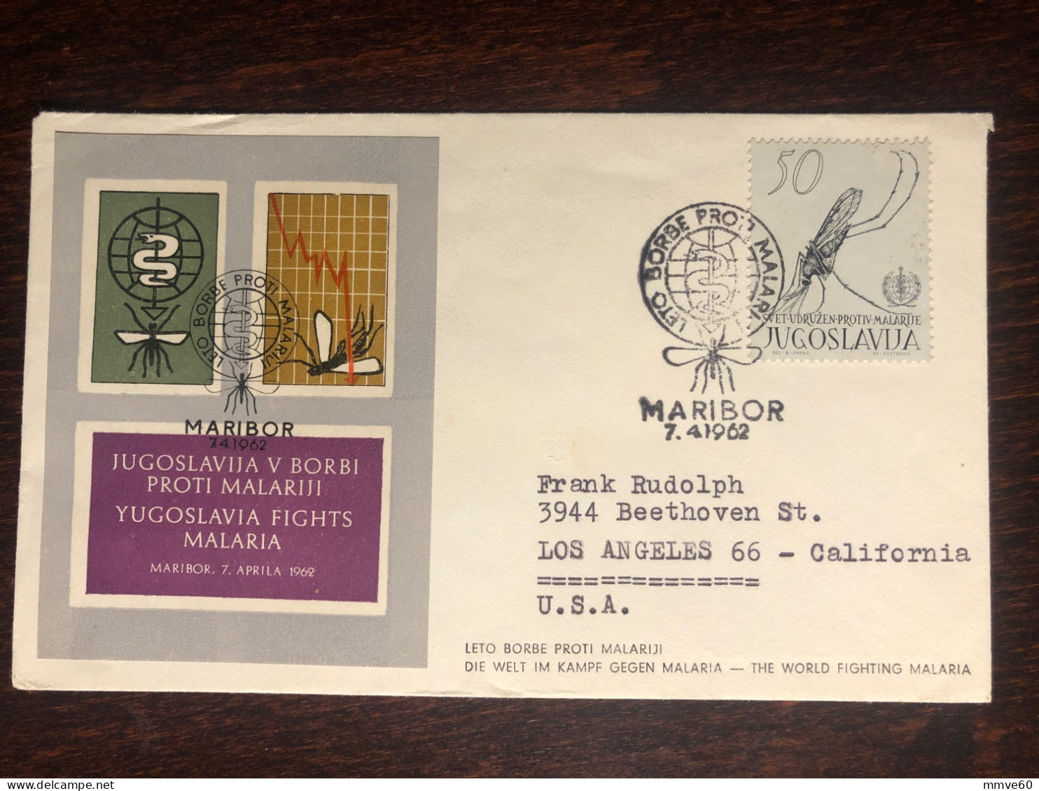 YUGOSLAVIA FDC COVER 1962 YEAR MALARIA HEALTH MEDICINE STAMPS - FDC