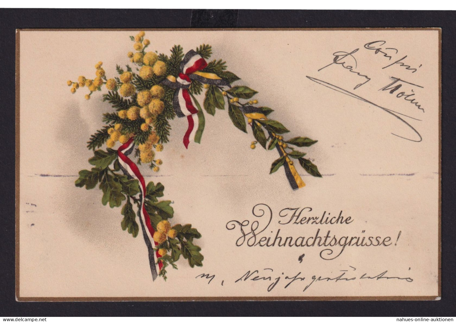 Ansichtskarte Weihnachten Blumenbuquet Deutsche Reichsfarben Ab Wien - 1914-18