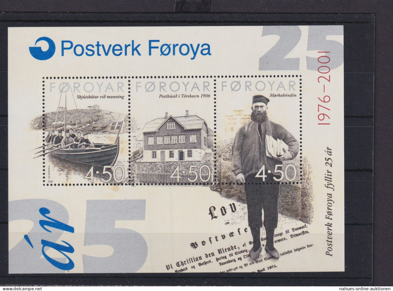 Dänemark Färöer Block 10 Luxus Postfrisch 25 Jahre Färöische Post - Féroé (Iles)