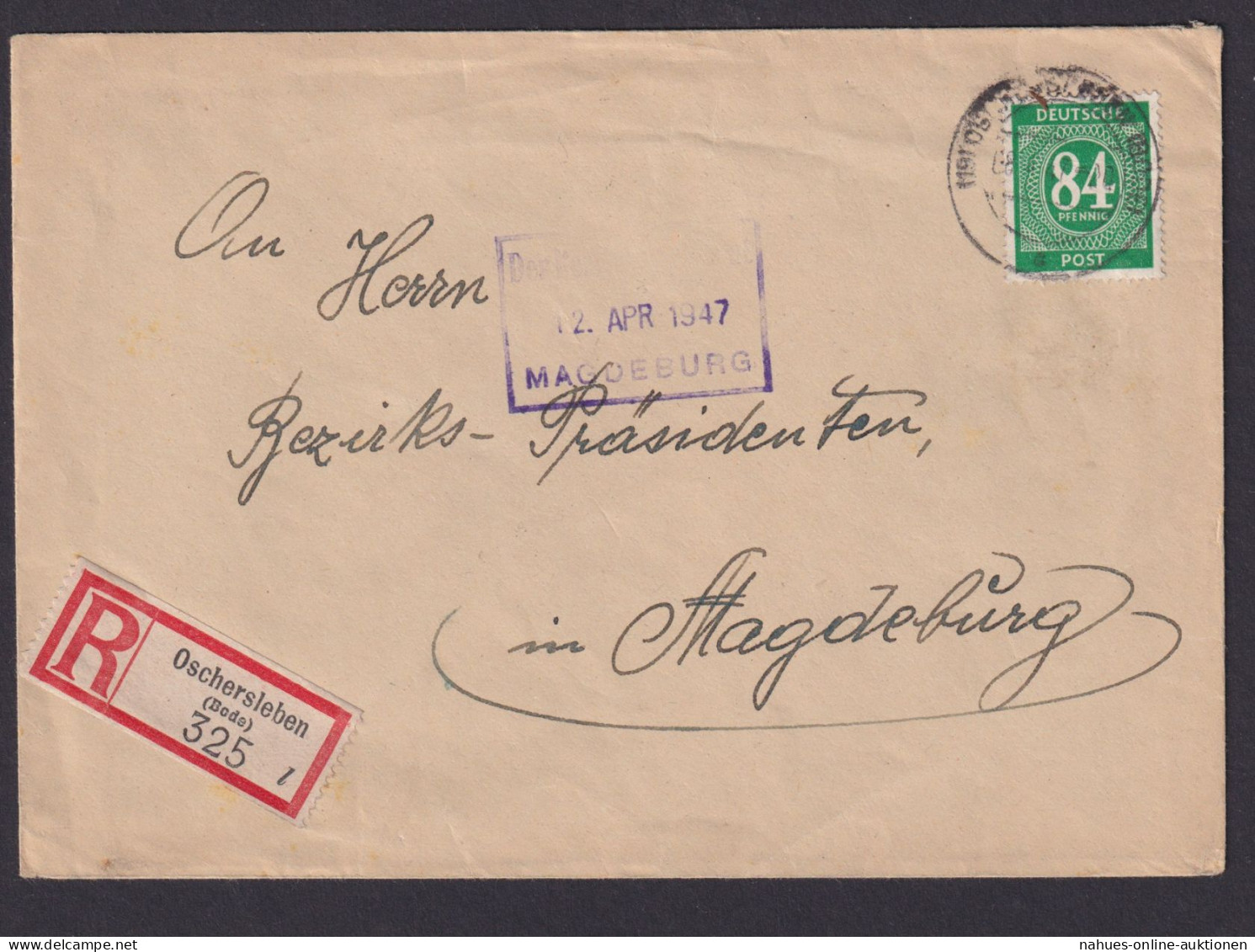 Briefmarken All. Besetzung Gemeinschaft R Brief EF 84 Pfg Oschersleben Magdeburg - Andere & Zonder Classificatie