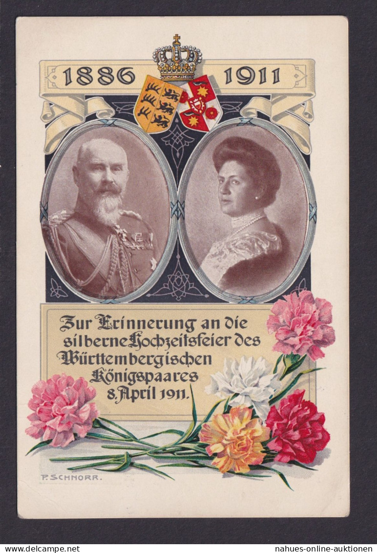 Deutsches Reich Privatganzsache Königspaar Württemberg Blumentag 1911 - Autres & Non Classés