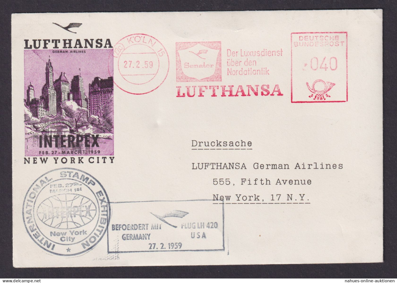 Briefmarken Flugpost Brief Air Mail Bund BRD Lufthansa AFS Absenderfreistempel - Brieven En Documenten