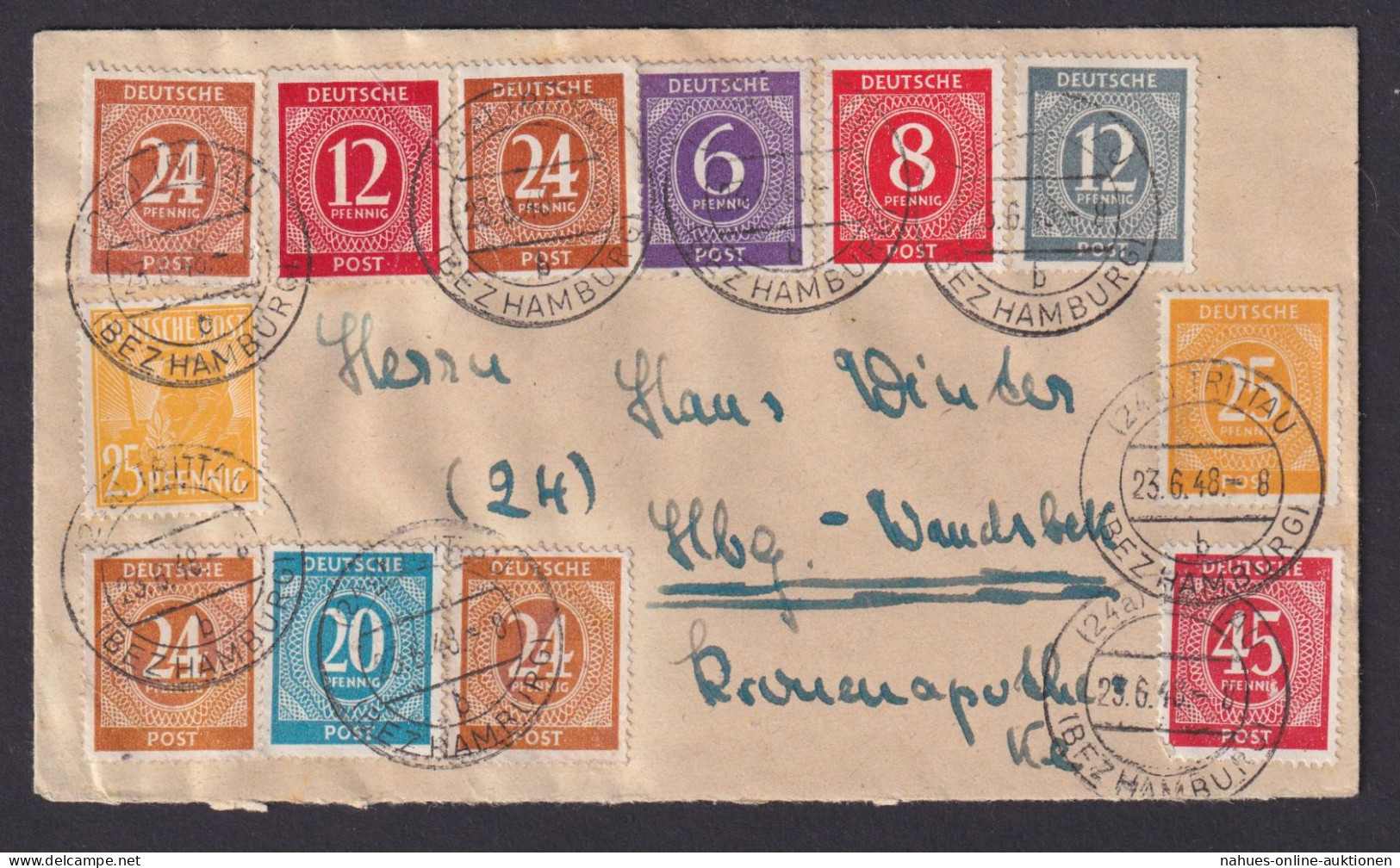 Briefmarken All. Besetzung Gemeinschaft Brief Zehnfachfrankatur Trittau Hamburg - Autres & Non Classés