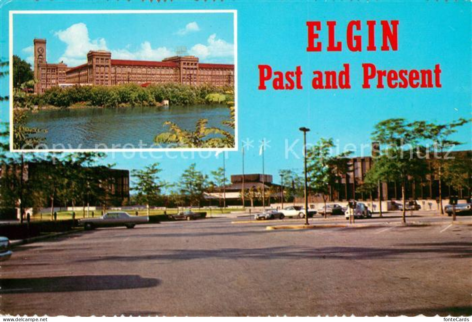 73229718 Elgin_Illinois Past And Present Civic Center Historical Main Plant Of E - Andere & Zonder Classificatie