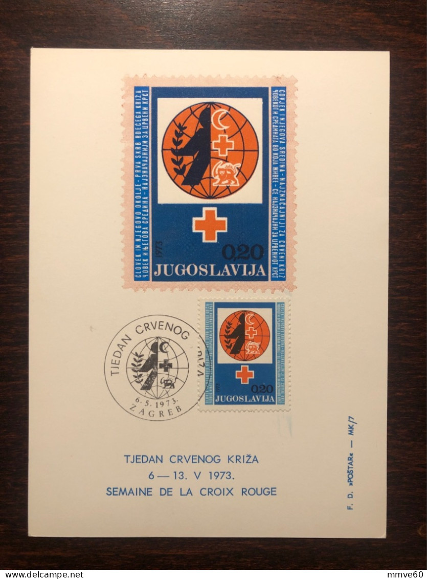 YUGOSLAVIA FDC MAX. CARD 1973 YEAR RED CROSS HEALTH MEDICINE STAMPS - FDC
