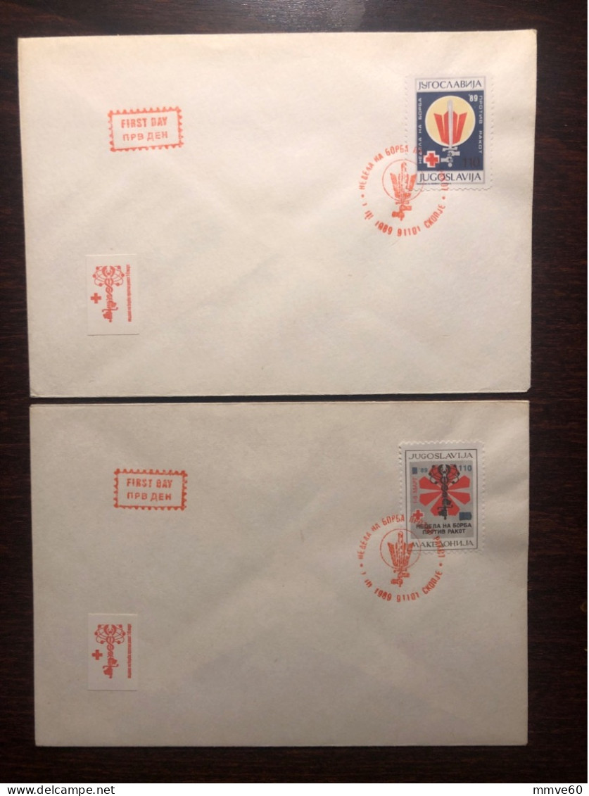 YUGOSLAVIA FDC COVER 1989 YEAR  RED CROSS CANCER ONCOLOGY HEALTH MEDICINE STAMPS - FDC