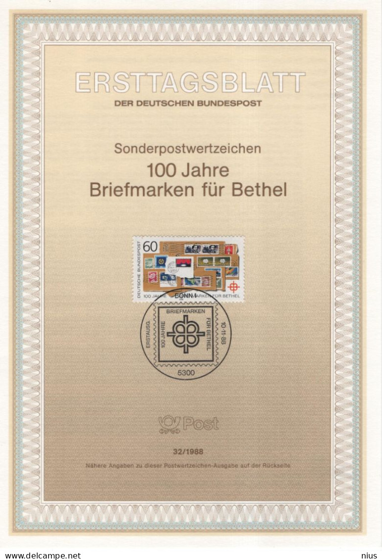 Germany Deutschland 1988-32 100 Jahre Briefmarken Fur Bethel, Canceled In Bonn - 1981-1990