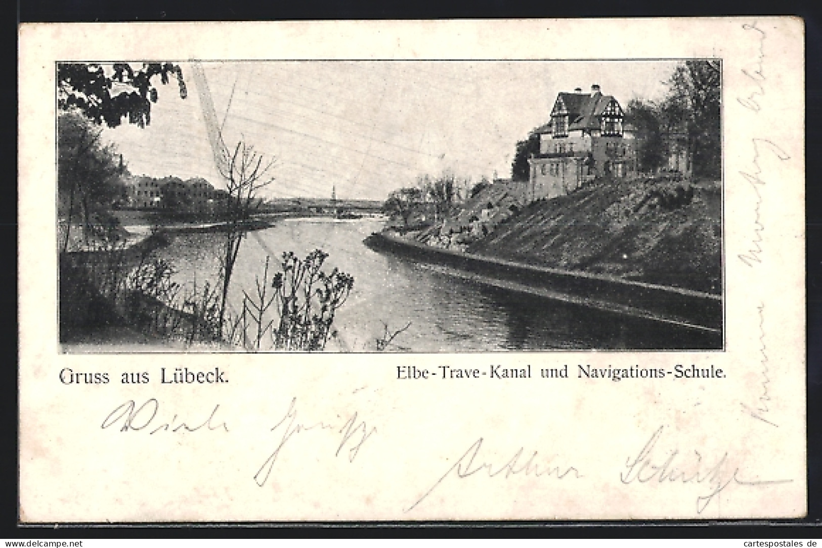 AK Lübeck, Elbe-Trave-Kanal Und Navigations-Schule  - Luebeck
