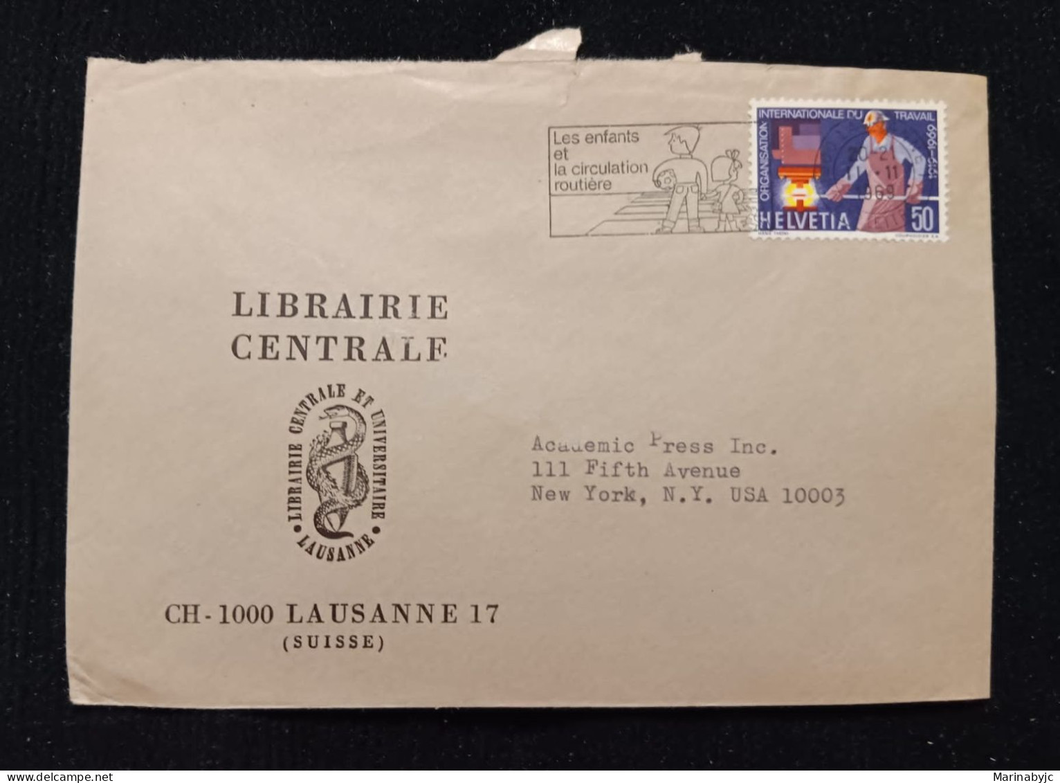 C) 1969, SWITZERLAND, AIR MAIL, POSTCARD FROM THE CENTRAL BOOKSTORE SENT TO THE UNITED STATES - Autres & Non Classés