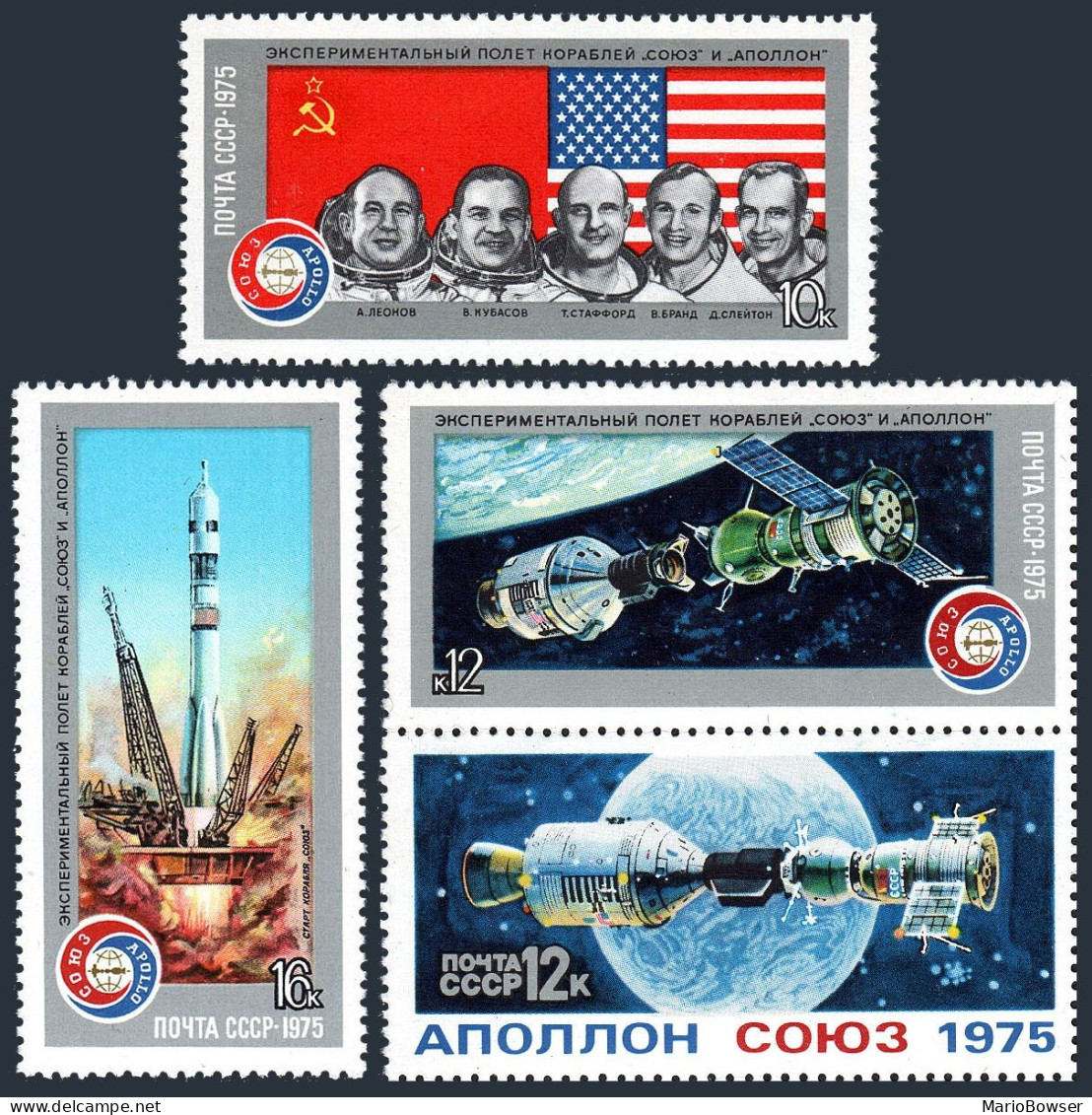 Russia 4338-4341,4342, MNH. Mi 4371-4374, Bl.105. Apollo-Soyuz Space Test, 1975. - Nuovi