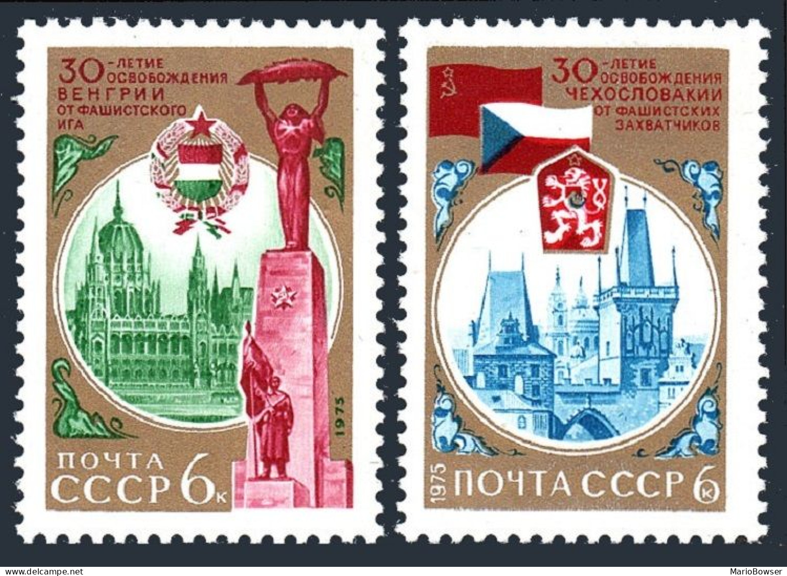 Russia 4306-4307 Blocks/4, MNH. Michel 4339-4340. Liberation From Fascism, 1975. - Unused Stamps