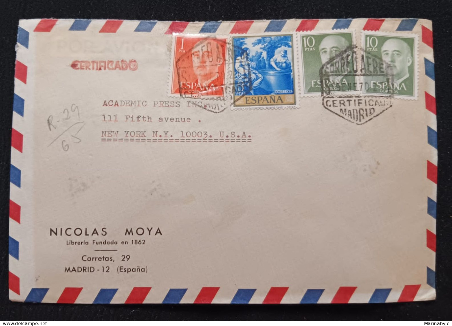 C) 1970, SPAIN, AIR MAIL COVER SENT TO THE UNITED STATES, WITH MULTIPLE STAMPS - Autres & Non Classés
