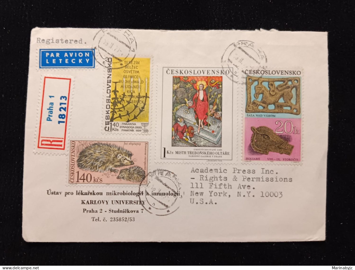 C) 1970, CZECHOSLOVAKIA, AIR MAIL, POSTCARD SENT TO THE UNITED STATES, MULTIPLE STAMPS. XF - Autres & Non Classés