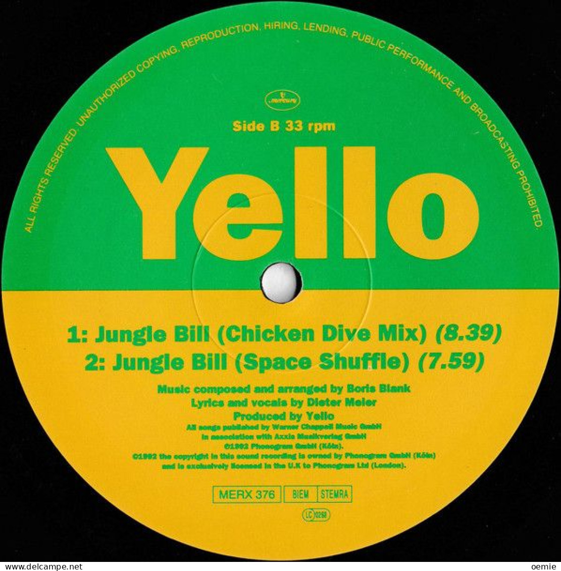 YELLO  JUNGLE  BILL - 45 G - Maxi-Single