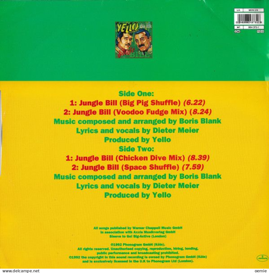YELLO  JUNGLE  BILL - 45 Rpm - Maxi-Single
