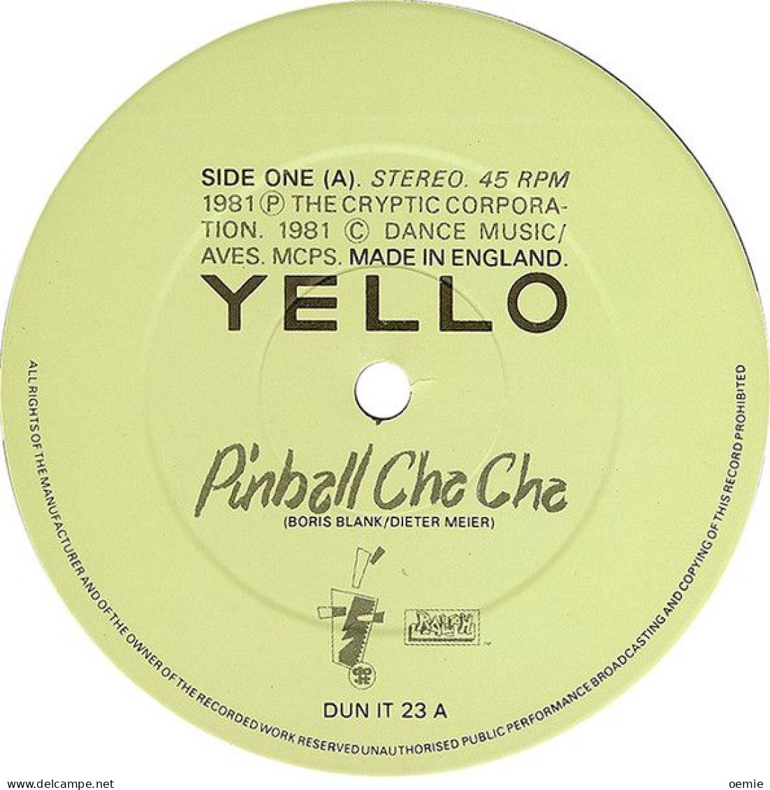YELLO  PINBALL CHACHA - 45 G - Maxi-Single