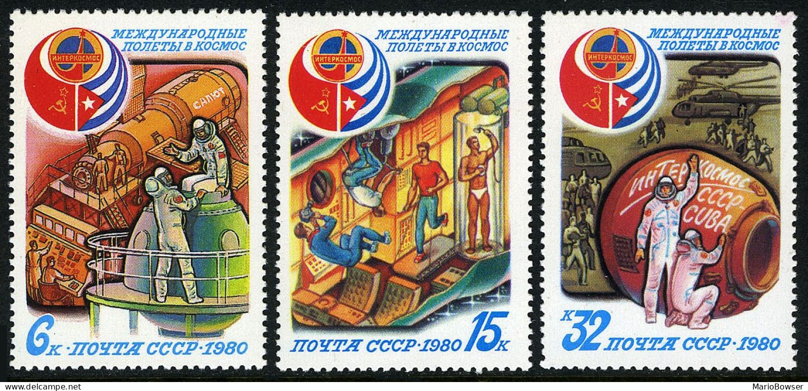 Russia 4865-4867, MNH. Michel 4994-4996. Intercosmos Space Program, 1980. - Unused Stamps