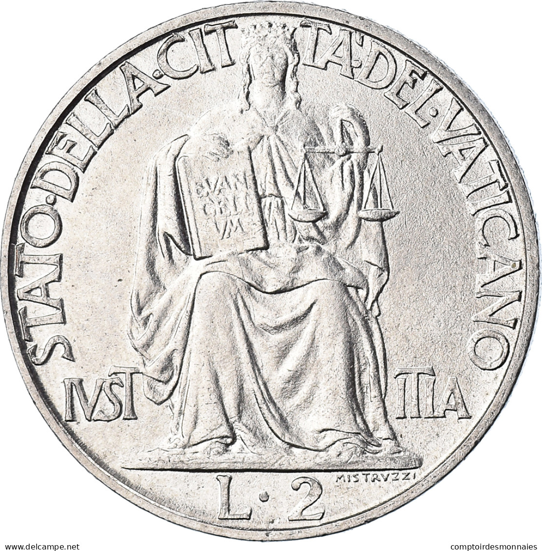 Monnaie, Cité Du Vatican, Pius XII, 2 Lire, 1942, Roma, SPL, Acier Inoxydable - Vatikan
