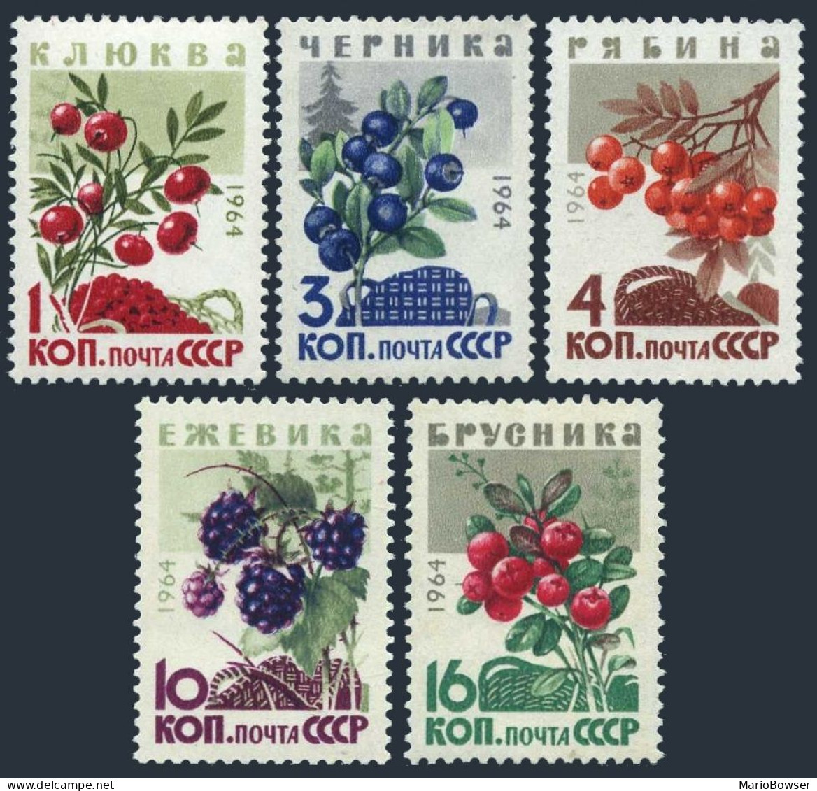 Russia 2975-2979, MNH. Michel 2996-3000. Wild Berries 1964. - Nuevos