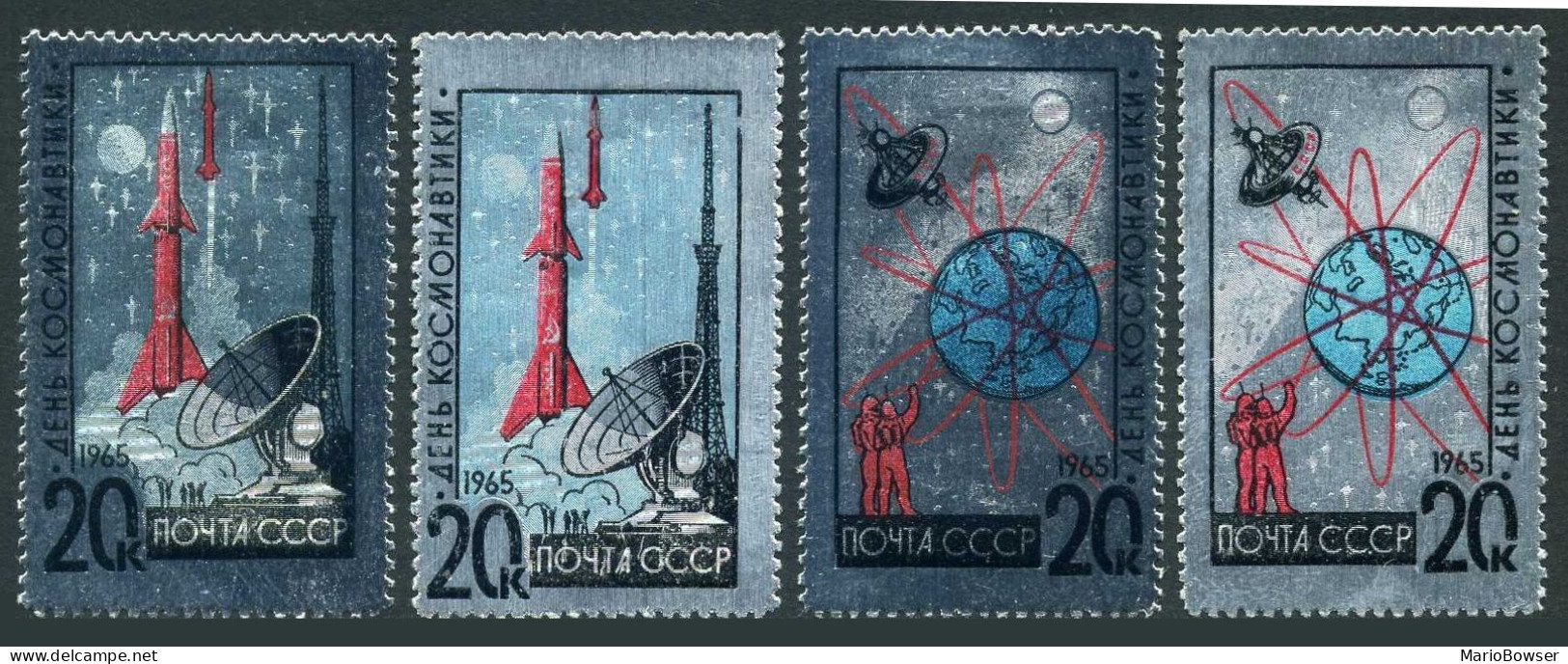 Russia 3022-3023 2 Printings,MNH.Michel 3042-3043. Cosmonauts' Day 04.12.1965. - Ongebruikt