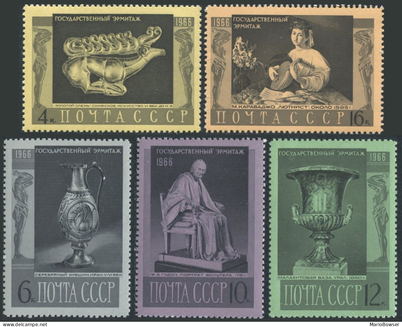 Russia 3290-3294,MNH.Michel 3313-3317. Treasures From The Hermitage,1966. - Neufs