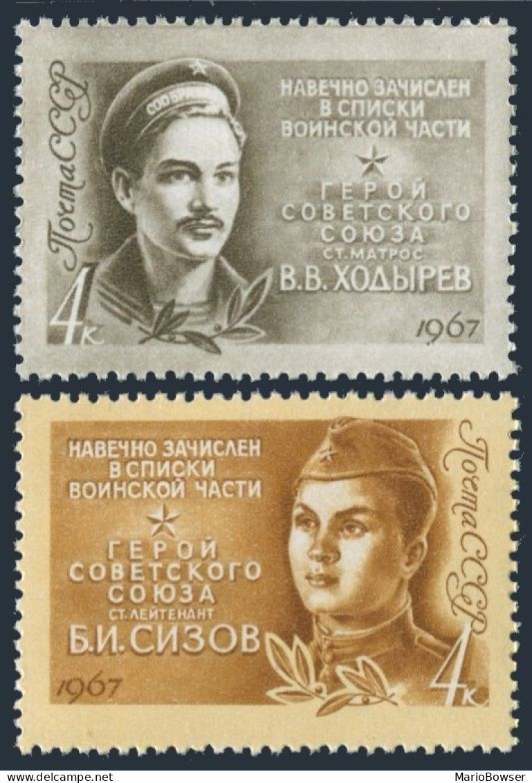 Russia 3299-3300, MNH. Michel 3322-3323. Heroes Of WW II, 1967. Sizov, Khodyrev. - Nuovi