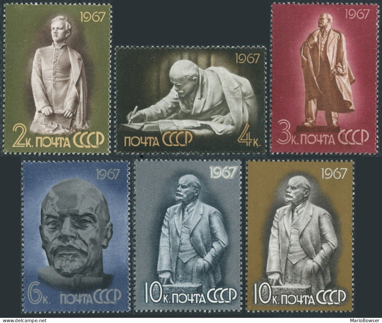 Russia 3319-3323A, MNH. Michel 3339-3343. Vladimir Lenin, 97. 1967. Sculptures. - Ongebruikt