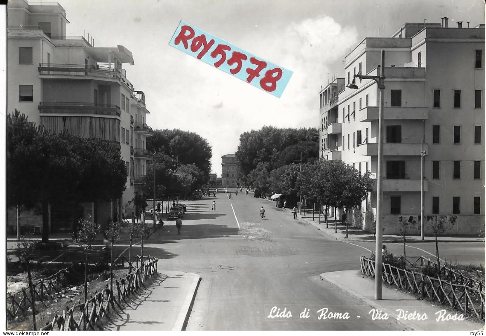 Lazio-roma-lido Di Roma Ostia Frazione Quartiere Marittimo Di Roma Via Pietro Rosa Animata Veduta Anni 50 - Other & Unclassified