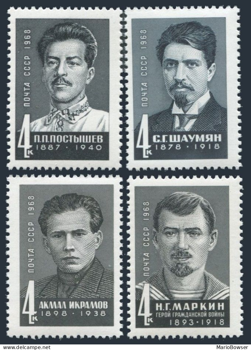 Russia 3514-3516A, MNH. Mi 3536-3538, 3592. Workers For Communist Party, 1968. - Neufs