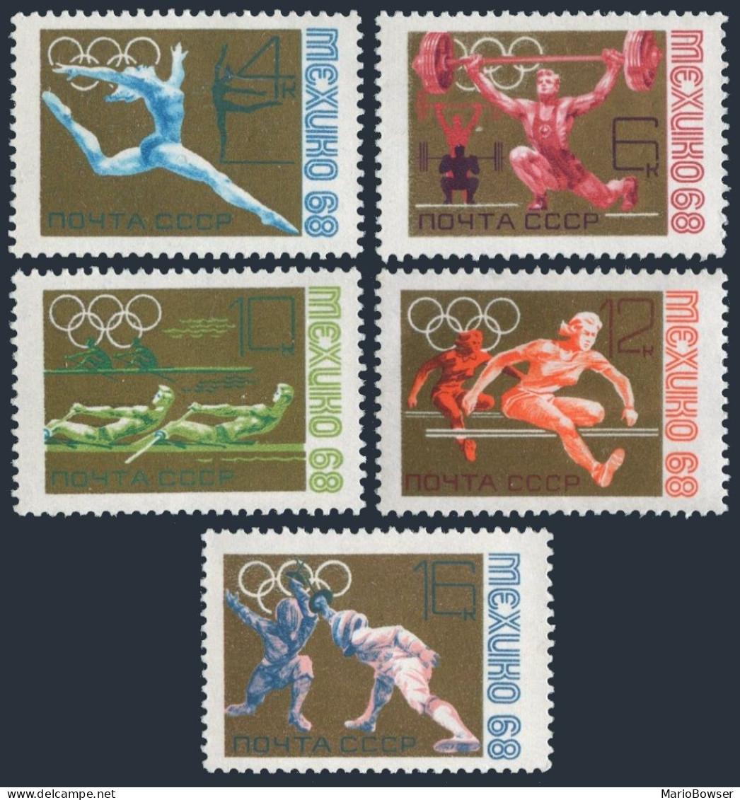 Russia 3492-3497,MNH. Mi 3517-3321, Bl.51. Olympics Mexico-1968. Rowing, Fencing - Ungebraucht