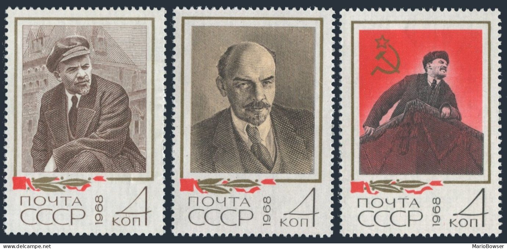 Russia 3459-3461, MNH. Michel 3484-3486. Vladimir Lenin 98th Birth Ann. 1968. - Unused Stamps